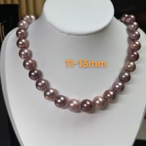 freshwater edison pearl necklace, aurora purple color series，11 13mm