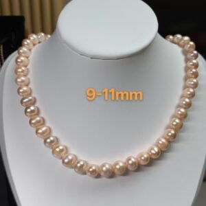 freshwater edison pearl necklace, cold white pearl luster，9 11mm