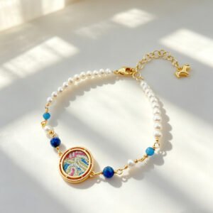 004 green lotus leaf pearl bracelet