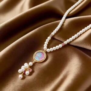 lace gold leaf pearl necklace